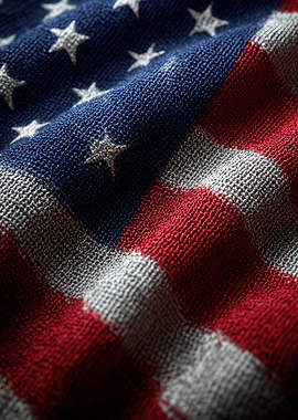 American Flag Woven Fabric Close-Up