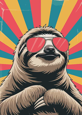 Cool Sloth with Sunglasses Illustration