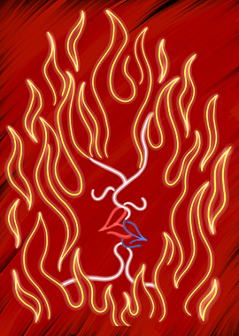 Fiery Kiss Abstract Art