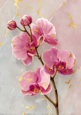 Pink Orchids on Marble