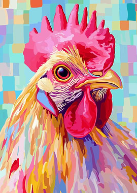Colorful Rooster Portrait