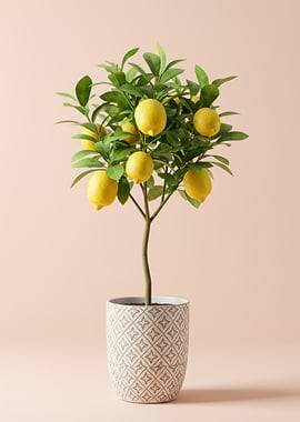 Lemon Tree in Patterned Pot