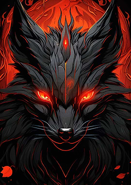Fiery Wolf Portrait