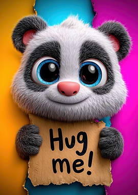 Cute Panda with Hug Me Sign