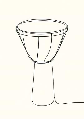 Minimalist Djembe Drum Line Art