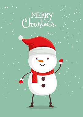 Merry Christmas Snowman Illustration