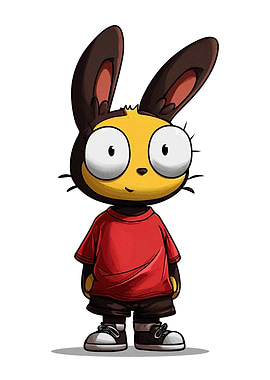 Cartoon Rabbit Character in Red Shirt