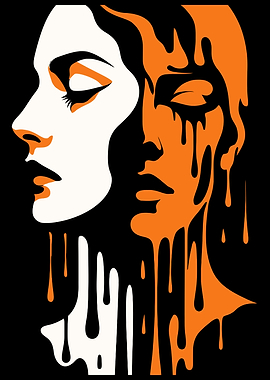 Abstract Portrait faces with Dripping Paint