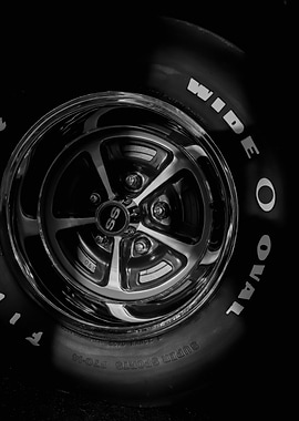 Black and White Car Wheel Close-Up