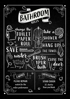 Bathroom Rules Chalkboard Art
