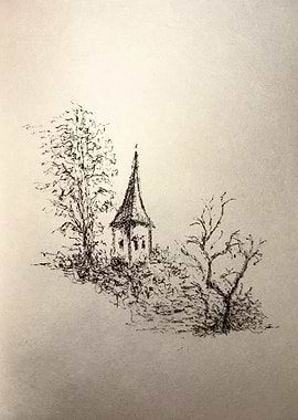 Pen and Ink Drawing of Building