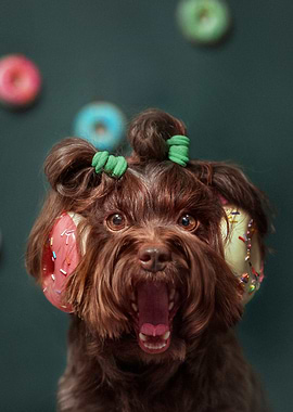 Dog with Donut Headphones