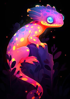Colorful Cartoon Lizard Rock