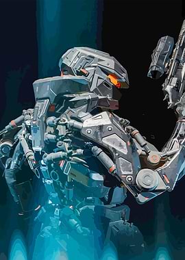 Futuristic Robot Warrior with Gun