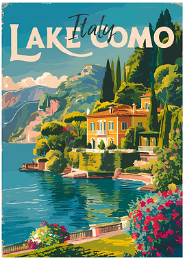Lake Como Italy Travel Poster
