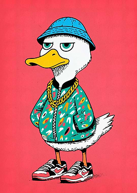 Duck with swag in streetwear style
