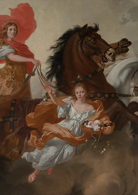 Classical Allegorical Painting with Horses and Figures