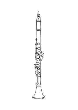 Clarinet Minimalist Line Art