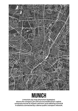 Munich City Map - Minimalist Design
