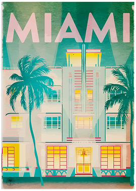 Miami Art Deco Travel Poster