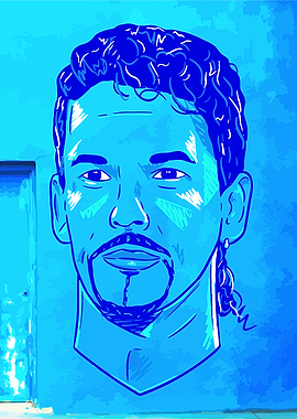 Blue Portrait Illustration ootball Player Soccer