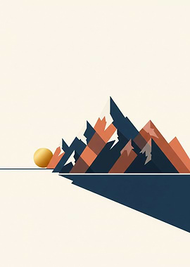 Geometric Mountain Sunrise Abstract