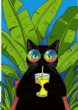 Cool Cat with Lemonade