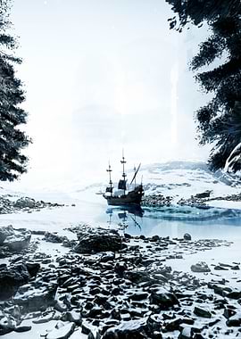 Winter Ship Scene