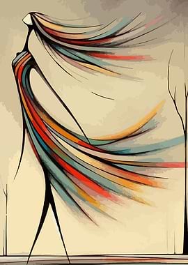 Abstract Woman with Flowing Colorful Hair