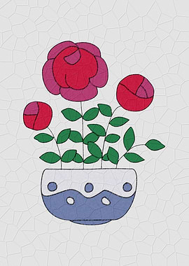 Stylized Floral Arrangement in Pot