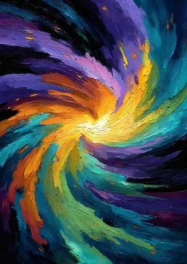 Chromatic Swirl: Impasto Texture in Motion