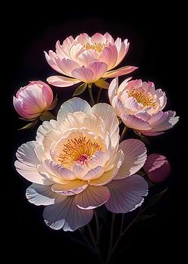 Blush Peony Bouquet - Soft Romantic Botanical Flower