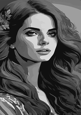 Lana Del Rey Portrait - Black and White