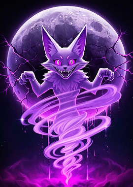 Purple Ghost Cat Moon