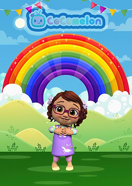 Cocomelon Girl Rainbow Background