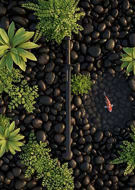 Zen Garden with Katana and Koi
