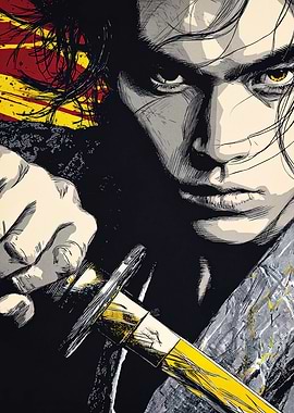 Samurai Warrior with Sword Illustration