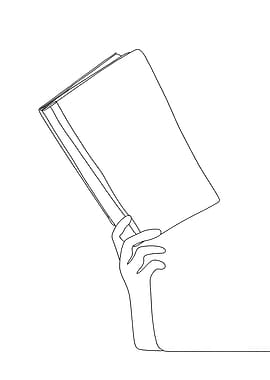 Minimalist Line Art: Hand Holding Book