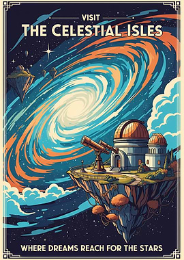 Visit the Celestial Isles Retro Poster