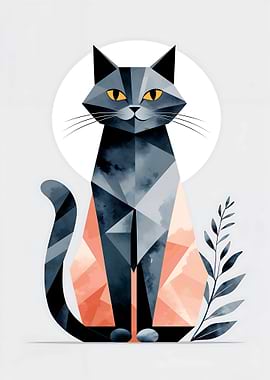 Geometric Cat Illustration