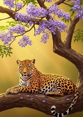 Leopard Resting on a Tree Branch