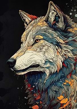 Colorful Wolf Animal