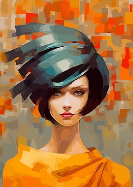 Woman with Hat Portrait Painting