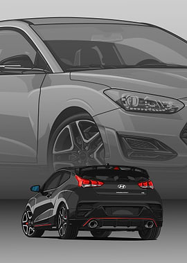 Hyundai Veloster N Car Illustration