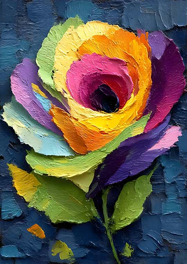 Impasto Rose Bloom: Textural Color Explosion