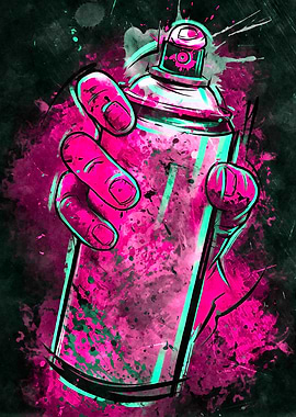 Pink Spray Paint Can Illustration