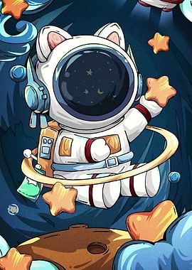 Cat Astronaut Space