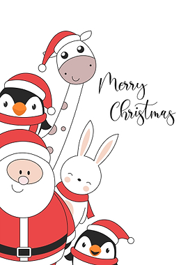 Christmas Animals Cartoon Illustration