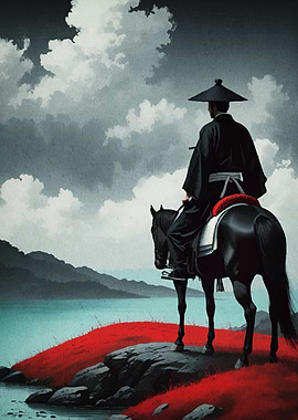 Samurai Horseback Lake