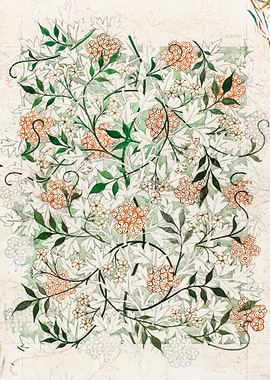 Floral Pattern with Berries and Leaves